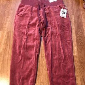 Rose pink velvet track pants